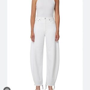 Agolde Women's White Barrel Leg Jeans